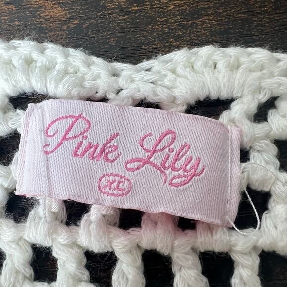 Women's White Crochet Knit Dress Cover-Up Long Sleeve Sz XL Beach Boho Festival - Picture 7 of 11